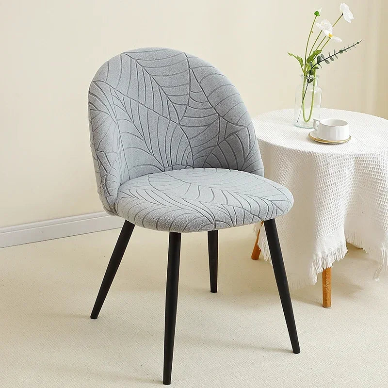 Housse de chaise en polaire à motif feuillage – extensible et lavable