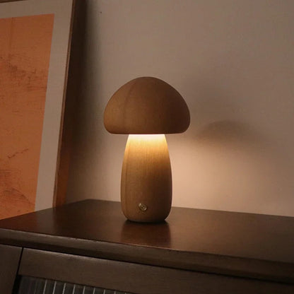 Lampe Champignon en Bois Massif