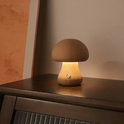 Lampe Champignon en Bois Massif