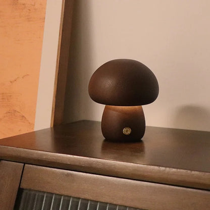 Lampe Champignon en Bois Massif