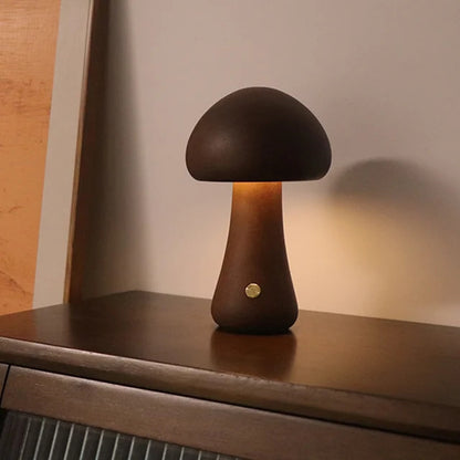 Lampe Champignon en Bois Massif