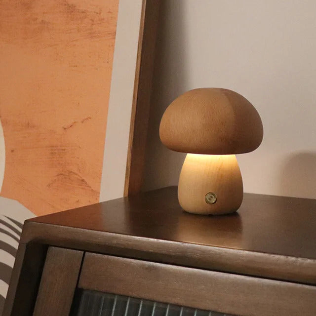 Lampe Champignon en Bois Massif