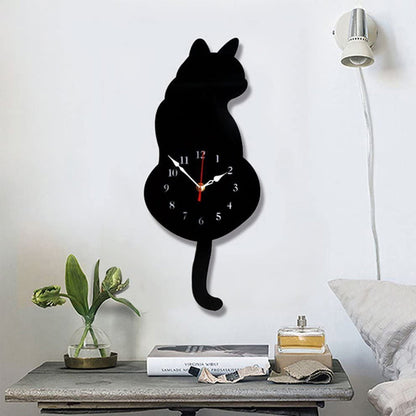 Horloge murale de chat à queue remuante