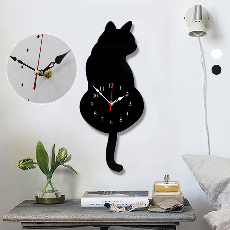 Horloge murale de chat à queue remuante