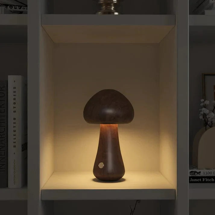 Lampe Champignon en Bois Massif