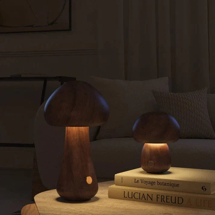 Lampe Champignon en Bois Massif