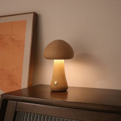 Lampe Champignon en Bois Massif