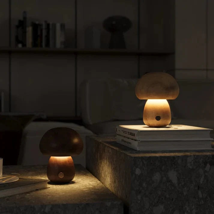 Lampe Champignon en Bois Massif